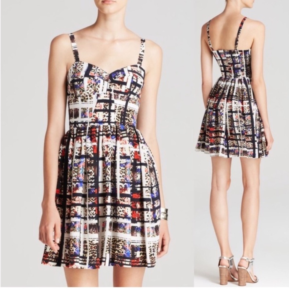 Amanda Uprichard Vibrant Grid Pattern Dress